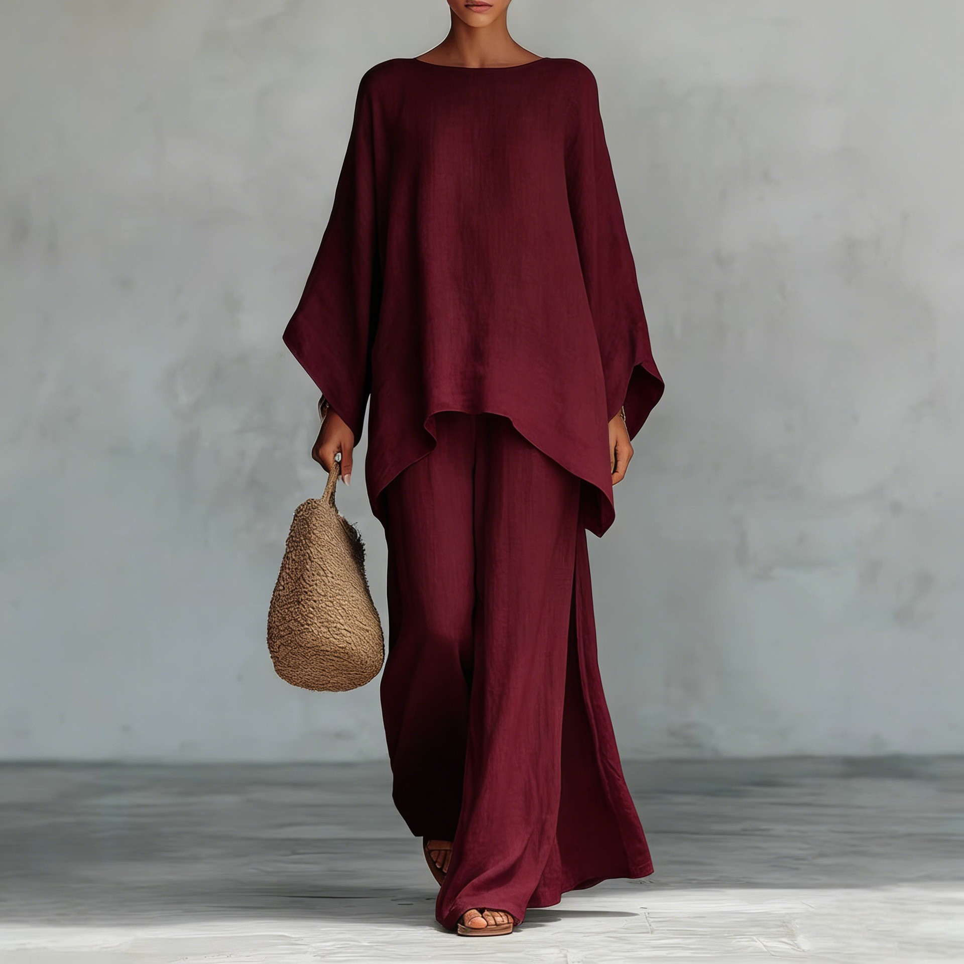 Linen Pant Wide - 2026 European and American New Model: