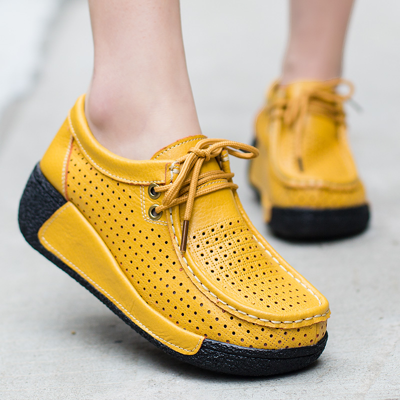 Wedge Espadrille Women - Women Flat Platform Loafers Genuine Leather