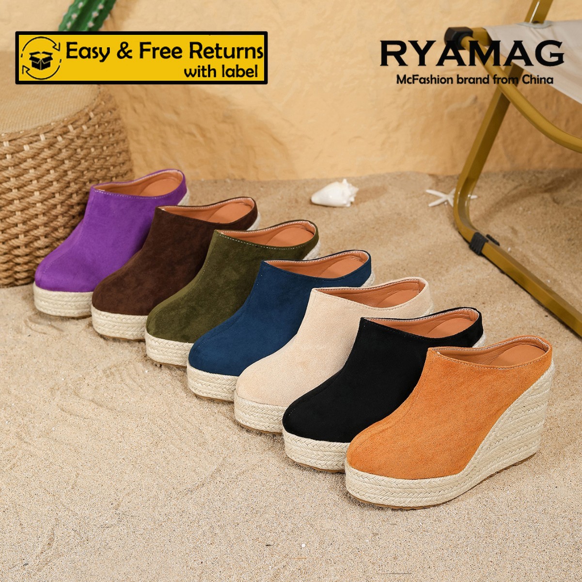 RYAMAG Comfortable Wedge Mules - đánh giá và giá Wedge Espadrille Women