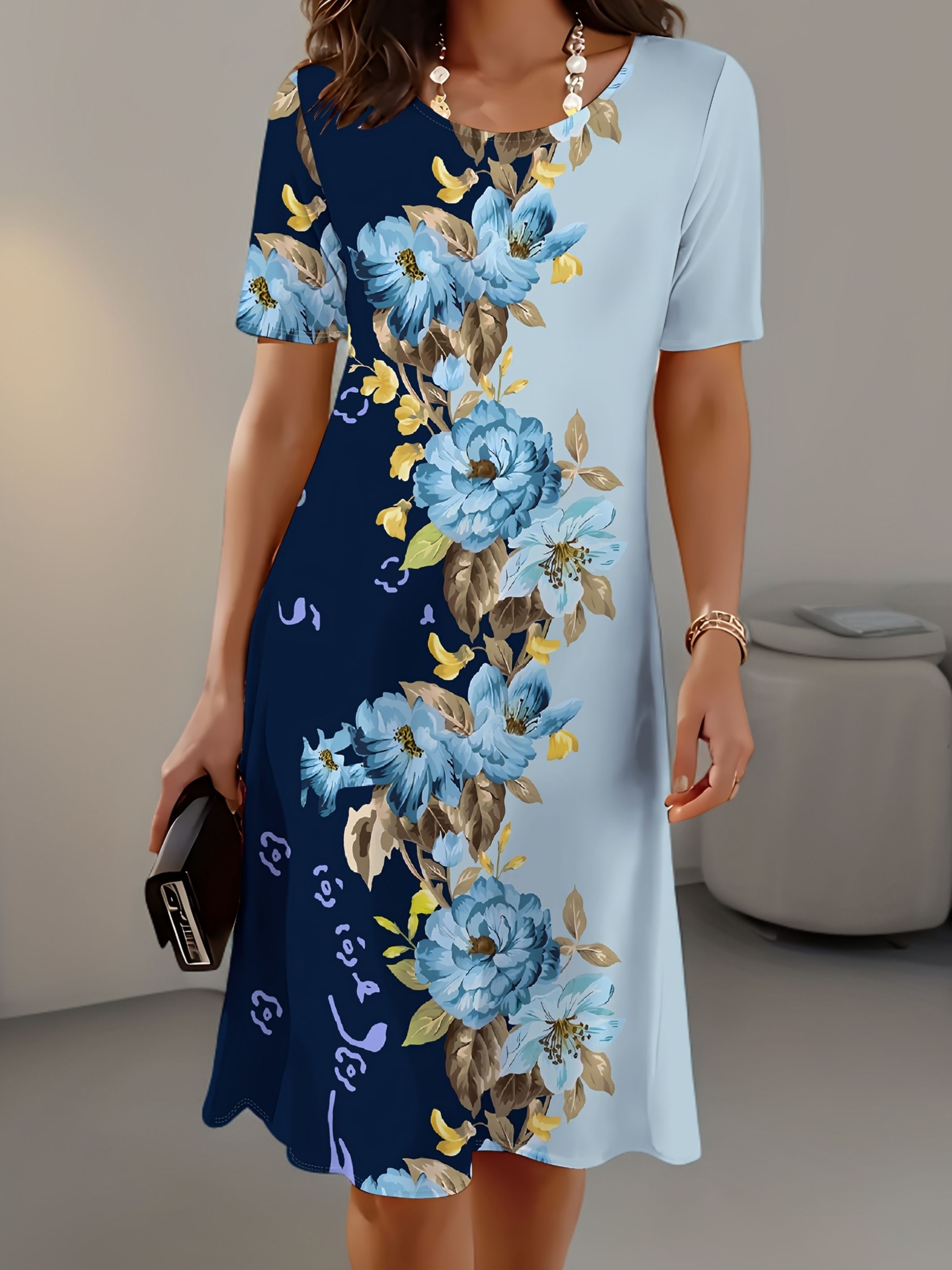 New Women Slim Summer 3D Print - đánh giá và giá Midi Skirt Floral
