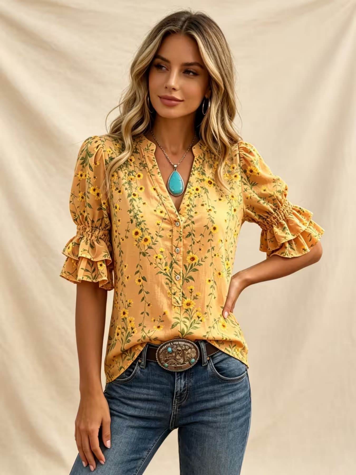 Women Cowgirl Western Blouse N - đánh giá và giá Romper Floral Print