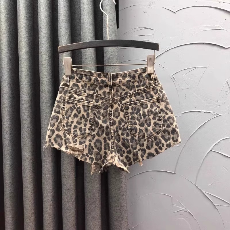 Sexy Leopard Print High-waiste - đánh giá và giá Shorts Denim Frayed