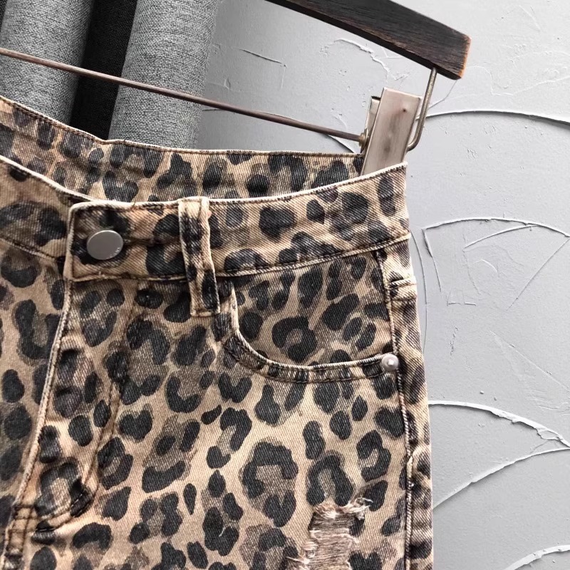 Sexy Leopard Print High-waiste - đánh giá và giá Shorts Denim Frayed